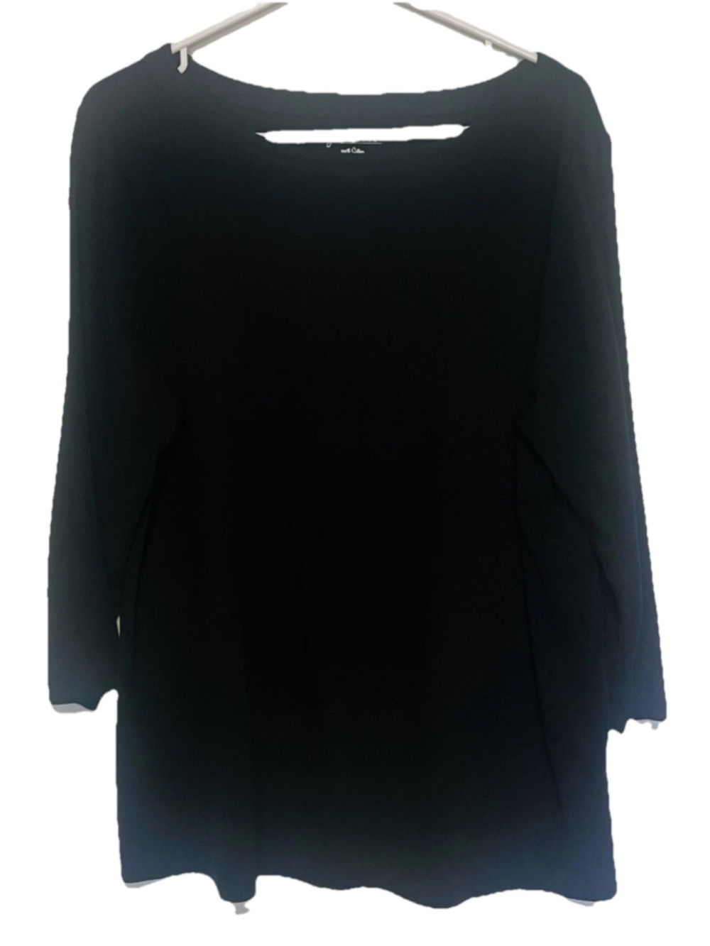 Chico’s 3/4 Sleeve Basic Tunic Tee Women’s XL 3 Black Sleeve Cotton Shirt